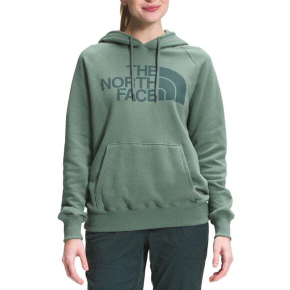 The North Face Half Dome Pullover Hoodie Women's Green Logo Sweatshirt Large - Picture 1 of 8